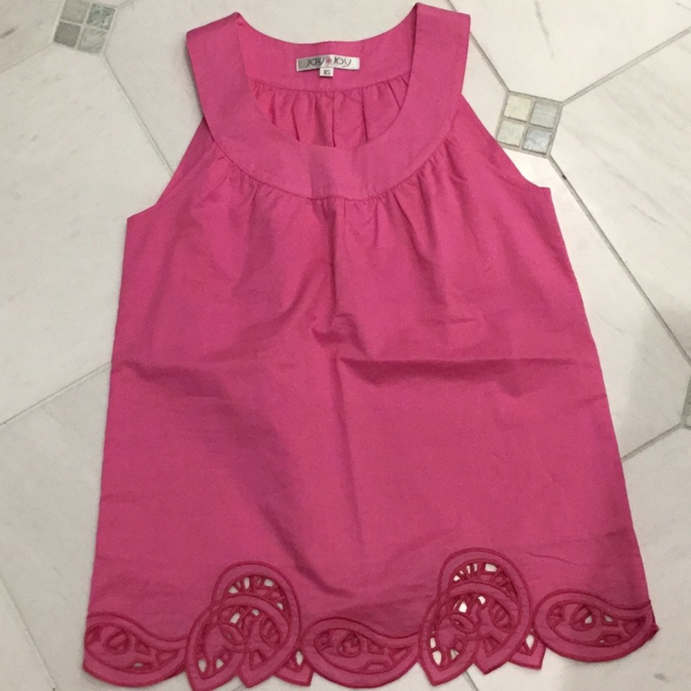 Joy Joy XS halter style top w/lining 100% cotton, detail stitching at bottom